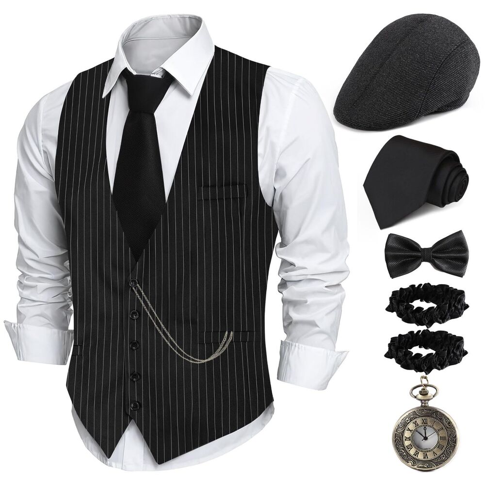 1920s Costume, Roaring 20s Mens Outfit with Accessories (XL)